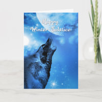 Carte de solstice d'hiver de loup de fantôme