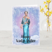 Carte de solstice d'hiver pour femme de flocon de (Fleur jaune)
