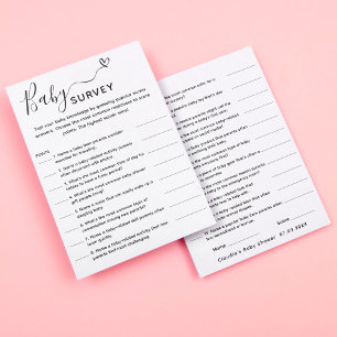 Carte de sondage baby shower Game Trivia
