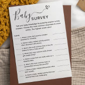 Carte de sondage baby shower Game Trivia