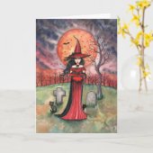 Carte de sorcière d'Halloween par Molly Harrison (Fleur jaune)