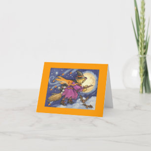 Carte de sorcière d'ours de nounours de Halloween
