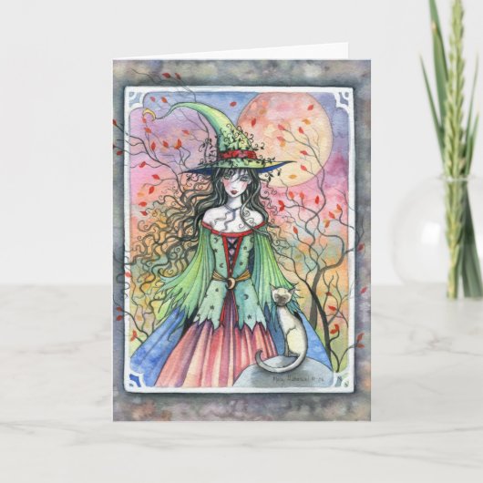 Carte de sorcière Halloween siamoise wiccane (Devant)