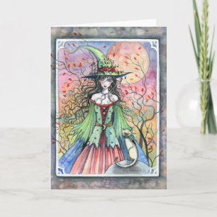 Carte de sorcière Halloween siamoise wiccane