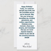 Carte de souhaits d'anniversaire bleu (Dos)