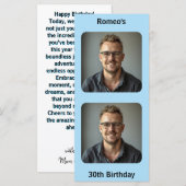 Carte de souhaits d'anniversaire bleu (Devant / Derrière)