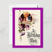 Carte de souhaits d'anniversaire vintage (Devant / Derrière)