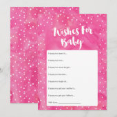 Carte de souhaits de Baby shower d'aquarelle rose (Devant / Derrière)