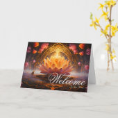 Carte de souhaits de bienvenue Lotus Minimal Blanc (Fleur jaune)