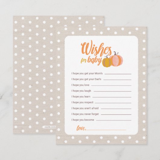 Carte de souhaits du Citrouille Rustic Fall (Devant / Derrière)