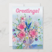 Carte de souhaits joyeux rose floral (Devant)