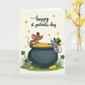Carte de souris de la Saint-Patrick chanceuse (Fleur jaune)