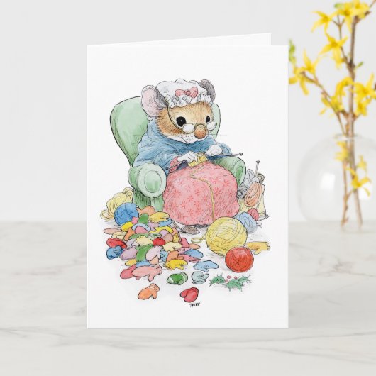 Carte de souris de mitaines de Noël (Fleur jaune)