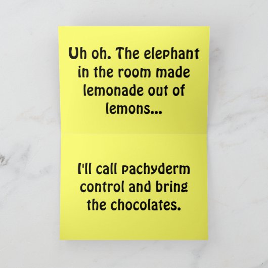 Carte de soutien Elephant Drating Lemonade (Intérieur)