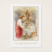 Carte de souvenir catholique de communion de jeune (Devant)