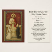 Carte de souvenir catholique de première communion (Devant & derrière)