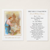 Carte de souvenir de communion catholique pour gar (Devant & derrière)