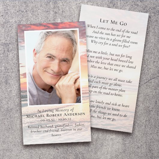 Carte de souvenir de funérailles avec photo de cou