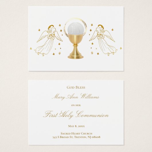 Carte de souvenir de la première sainte communion (Devant & derrière)
