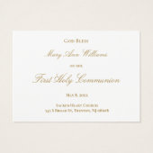 Carte de souvenir de la première sainte communion (Dos)