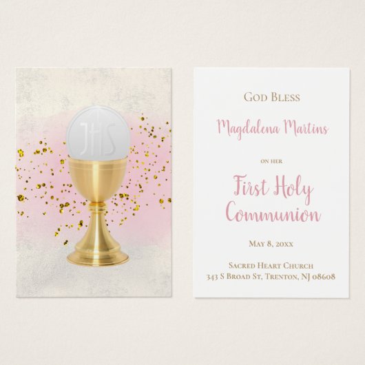 Carte de souvenir de la première sainte communion (Devant & derrière)