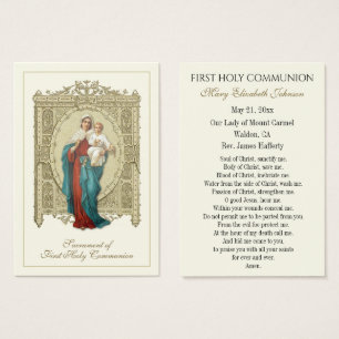 Carte de souvenir de première communion catholique