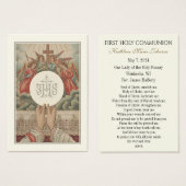 Carte de souvenir de première communion catholique (Devant & derrière)
