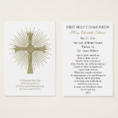 Carte de souvenir de première communion catholique (Devant & derrière)