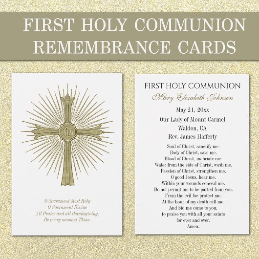 Carte de souvenir de première communion catholique