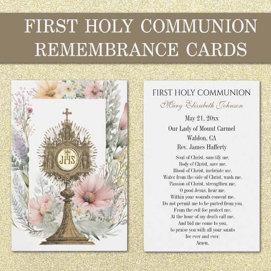 Carte de souvenir de première communion catholique
