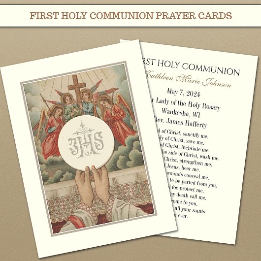 Carte de souvenir de première communion catholique
