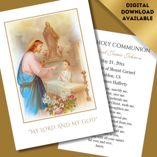 Carte de souvenir de première communion catholique
