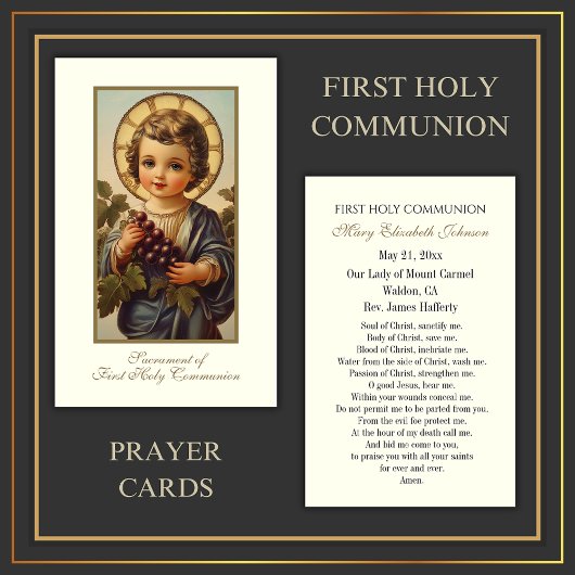 Carte de souvenir de première communion catholique