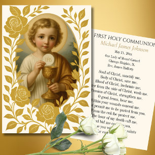Carte de souvenir de première communion catholique