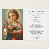 Carte de souvenir de première communion catholique (Devant & derrière)