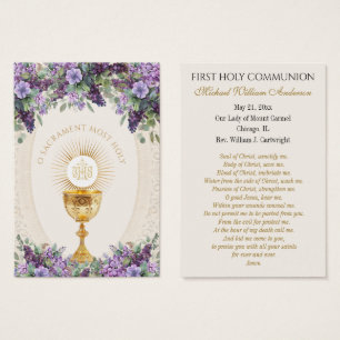 Carte de souvenir de première communion catholique