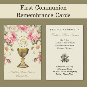 Carte de souvenir de première communion élégante