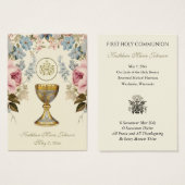 Carte de souvenir de première communion florale (Devant & derrière)