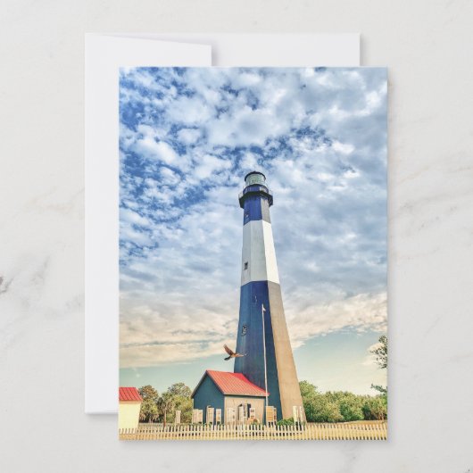 Carte de souvenir du phare coloré Tybee (Devant)