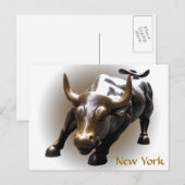 Carte de souvenir New York Postcard Bull Statue NY (Devant / Derrière)