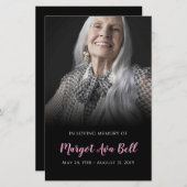 Carte de souvenir noire et rose classique | 5,5 x  (Devant / Derrière)