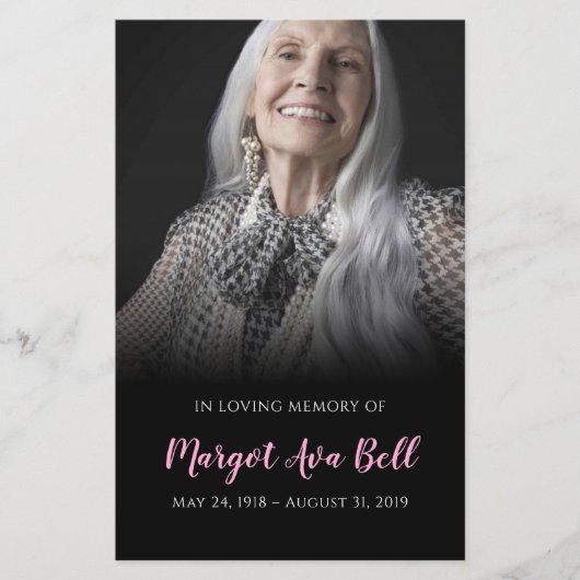 Carte de souvenir noire et rose classique | 5,5 x  (Devant)