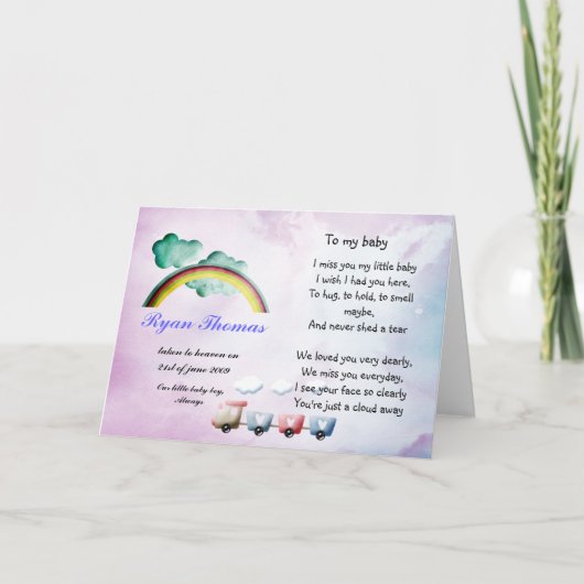 Carte de souvenir pour bébé ou enfant (Devant)