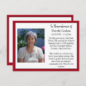 Carte de souvenir pour les funérailles ou les cons (Devant / Derrière)