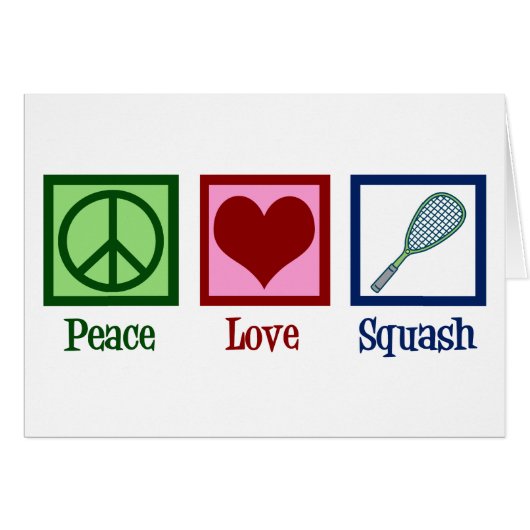 Carte de sport Peace Love Squash Racquet (Devant horizontal)