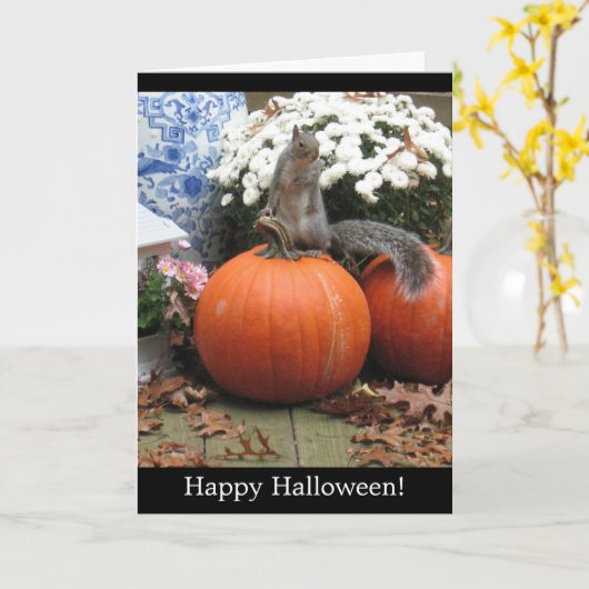 Carte de Squirrely Halloween (Fleur jaune)
