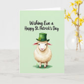 Carte de St Patrick Mouton Chapeau Vert Joyeux (Fleur jaune)