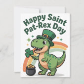 Carte de St Patrick pour enfants avec dinosaure (Devant)