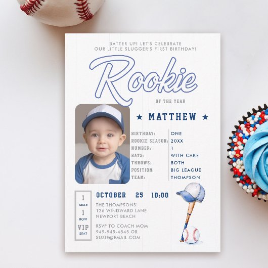 Carte de statistiques de baseball Rookie Photo Boy