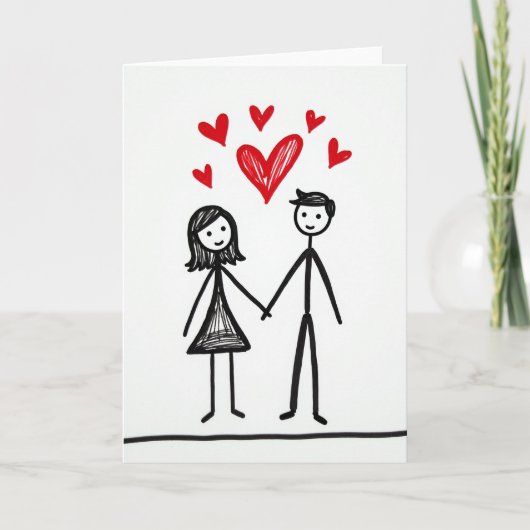 Carte de stick figure d'amour romantique (Devant)